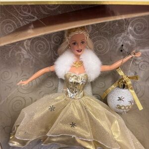 Elegant Gold and White Holiday Barbie Doll